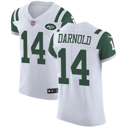 Nike Jets #14 Sam Darnold White Men's Stitched NFL Vapor Untouchable Elite Jersey - Click Image to Close